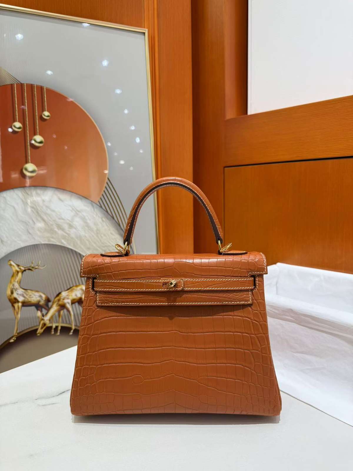 Hermes Kelly 25 crocodile brown